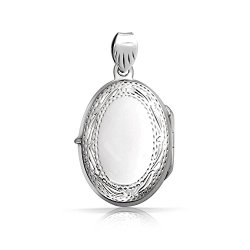 Bling Jewelry Vintage Style Engraved Oval Locket Pendant 925 Sterling Silver