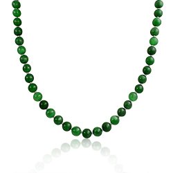 Christmas Gifts Dyed Jade Sterling Silver Beaded Necklace Rhodium Plated