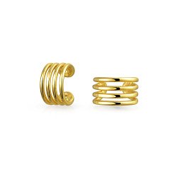 Christmas Gifts Gold Plated Modern Lines Geometric Sterling Silver Ear Cuff Wrap