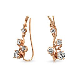 Christmas Gifts Sterling Silver Modern Cubic Zirconia Ear Pins Ear Crawlers Rose Gold Plated