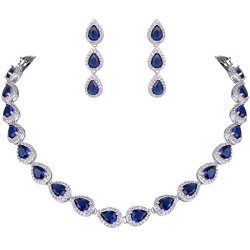 EVER FAITH Silver-Tone Cubic Zirconia Elegant Teardrop Necklace Earrings Set