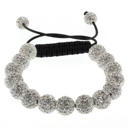Fully Iced Out Hip Hop 15 White Disco Ball Adjustable Pave Bracelet