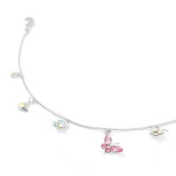 Glamorousky Butterfly Anklet with Multi-color Swarovski Element Crystal and CZ (1823)