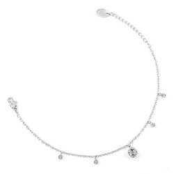 Glamorousky Elegant Ball Anklet with Silver Swarovski Element Crystals (502)