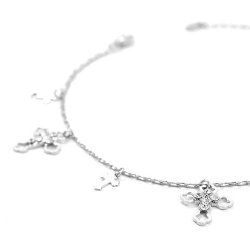 Glamorousky Elegant Cross on Anklet with Silver Swarovski Element Crystals (1856)