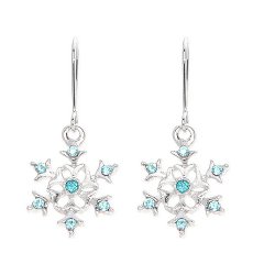 Glamorousky Glistening Snowflake Earrings with Sky Blue Swarovski Element Crystals (1406)