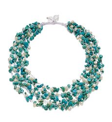 HinsonGayle 5-Strand Handwoven Gemstone & Freshwater Cultured Pearl Necklace