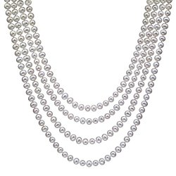 HinsonGayle AAA Handpicked White Freshwater Cultured Pearl Rope Necklace 82″ Infinity Strand
