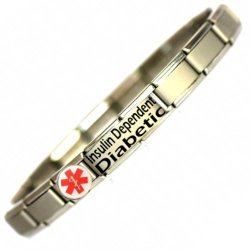 JSC Jewellery Colour Insulin Dependant Diabetic Medical Alert Bracelet Stainless Steel One Size Fits All Totally Adjustable
