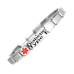 JSC Medical Diabetic Type 1 Medical Id Alert Bracelet Stainless Steel One Size Fits All Totally Adjustable