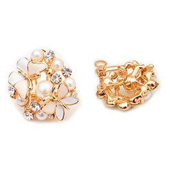 Latigerf Fashion Jewelry Gold Plated Women’s Butterfly Rhinestone Screw Back Non-Pierced Clip on Earring Clips for non Pierced Ears for Girl