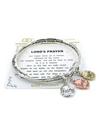 Lord’s Prayer Faith Hope Love Charm Twist Bangle Inspirational Heavenly Father Bracelet
