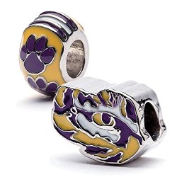 LSU Tigers Bead Charms – Set of 2 -1 Tiger Eye + 1 Paw – Geaux Tigers!