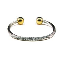 Magnetic Stainless Steel Cable Gold Plated Ball Golf Bracelet