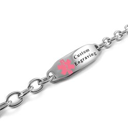 MyIDDr Custom Engraved Womens Medical Bracelet Steel O-Link