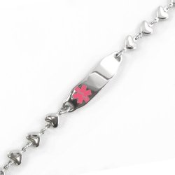 MyIDDr – Ladies Medical Bracelet, HEART CHAIN, Pre Engraved Diabetes Type 2