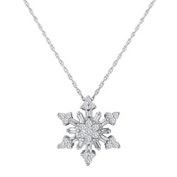 PARIKHS Snowflake Shape Diamond Pendant 0.25ct – 14k White Gold