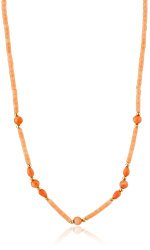 Pink Coral Bead Necklace with Gold-Filled Beads and Vermeil Clasp 18″