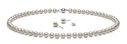 {Set} HinsonGayle AAA Handpicked White Freshwater Cultured Pearls & Stud Earrings Silver 18″