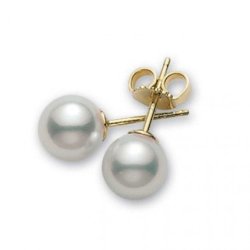 Special Deal – Akoya Cultured Pearl AA-Quality High Luster Earrings with 14k Yellow Gold (6.5-7mm)