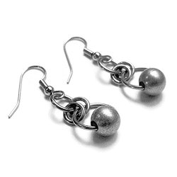 Stainless Steel Dangle Earrings for Women with Bead Detail