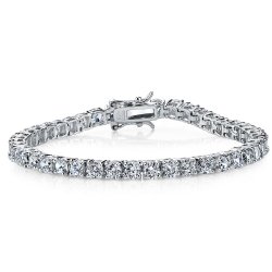 Sterling Silver and Round-Cut Cubic Zirconia Eternity Tennis Bracelet, 10.75TCW 4mm 7.25″