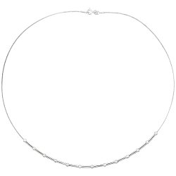 Sterling Silver Cable Wire Necklace Bar and Bead Accents, 1/8 inch wide