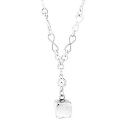 Sterling Silver Cube Toggle Necklace Eternity Link, 21 inch long