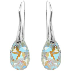 Sterling Silver Made with Swarovski Crystals Blue Aurora Borealis Teardrop Pierced Earrings for Women