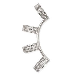 Sterling Silver Micro Pave CZ 4-Circle Hinged Ear Crawler Single Earring