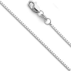 Wellingsale® 14k Yellow OR White Gold SOLID 1mm Polished Box Link Chain Necklace with Lobster Claw Clasp