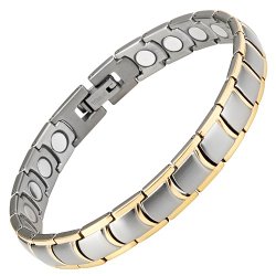 Willis Judd Womens Two Tone Titanium Magnetic Bracelet In Black Velvet Gift Box with Free Link Removal Tool
