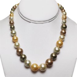 18″ Stunning Multi Color 8mm to 16mm Shell Pearl Necklace