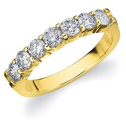 18K Yellow Gold 7 Diamond Wedding Band (1.0 cttw, F-G Color, VS1-VS2 Clarity)