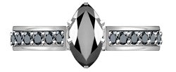 3/4 ct tw Black Marquise Diamond Engagement Ring 14K Gold