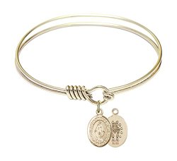 6 1/4 inch Round Eye Hook Bangle Bracelet w/ Miraculous medal charm