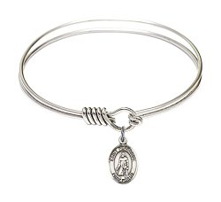 6 1/4 inch Round Eye Hook Bangle Bracelet w/ St. Peregrine Laziosi medal charm