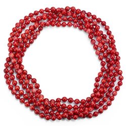 6-7mm Red Coral Endless Necklace, 36″
