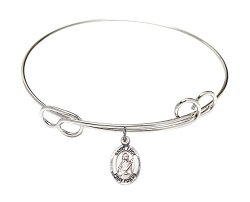 7 1/2 inch Round Double Loop Bangle Bracelet w/ St. Lucy medal charm