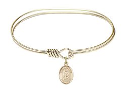 7 inch Oval Eye Hook Bangle Bracelet w/ St. Peregrine Laziosi medal charm