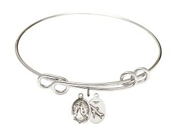 8 1/2 inch Round Double Loop Bangle Bracelet w/ St. Joseph of Cupertino medal charm