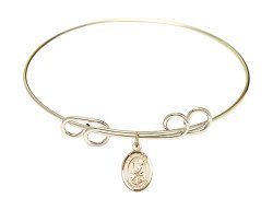 8 inch Round Double Loop Bangle Bracelet w/ St. Sarah medal charm