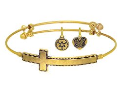 Angelica Collection Brass Sideways Cross Expandable Bangle (Choice of 3 Colors)