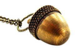 Antique Brass Acorn Capsule Pendant Necklace
