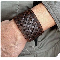 Antique Men’s Brown Leather Cuff Bracelet, Leather Wrist Band Wristband Handcrafted Jewelry SL2259