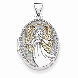 Best Designer Jewelry Sterling Silver w/Gold-plate 21mm Oval Guardian Angel Locket