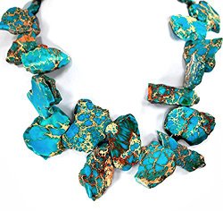 Blue African Turquoise Nugget Necklace with Silver Tone Clasp 19″ N4120508f