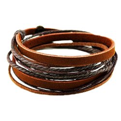 Brown Leather Wristband Cuff Bracelet Friendship Gift Brown Ropes Bracelet, Women Wrap Bracelet, Men Wrap Bracelet Sl2338