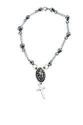 Catholic – Rosary Beads Pray Bracelet Steel – Miraculous Medal – Length (7.5 Inches) (19cm)