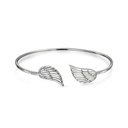 Christmas Gifts Sterling Silver Angel Wing Feather Stackable Bangle Bracelet